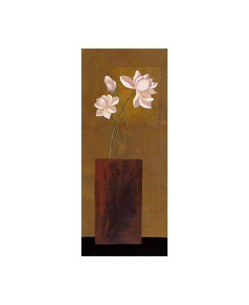 Pablo Esteban White Flowers in Red Vase Canvas Art - 19.5" x 26"