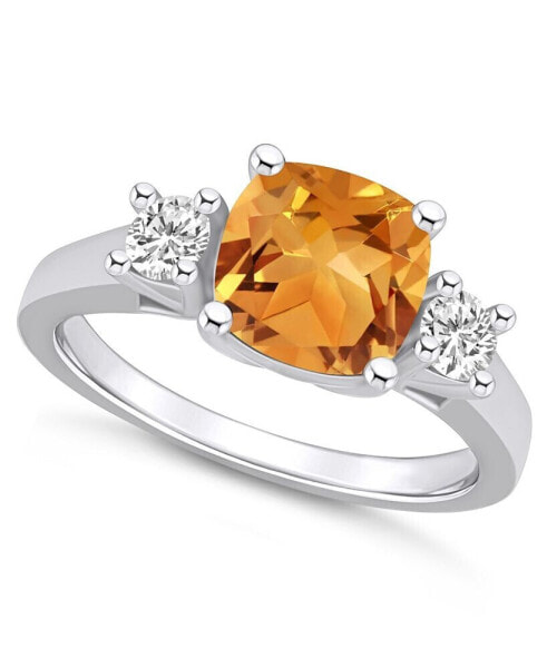 Citrine (2 ct. t.w.) and Diamond (1/3 ct. t.w.) Ring in 14K White Gold