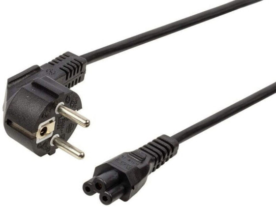 PremiumCord Mickey Mouse Power Cable 230 V 1 m, Power Cable with Earthing Contact Angled to IEC 320 C5 Socket, PC Power Cable 3 Pin, Colour Black