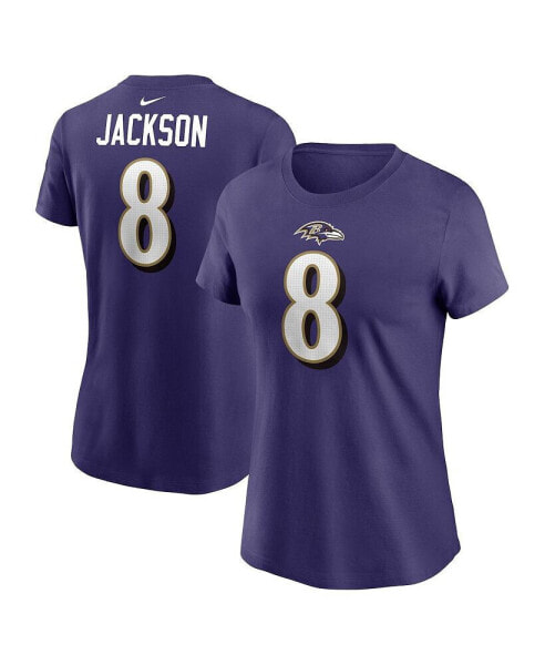 Women's Lamar Jackson Purple Baltimore Ravens Player Name and Number T-shirt