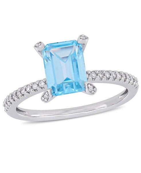 Blue Topaz (2 ct.t.w.) and Diamond (1/10 ct.t.w.) Ring in 10k White Gold