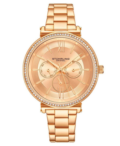 Часы и аксессуары Stuhrling женские часы на золотистом браслете с многофункциональными показателями 40 мм