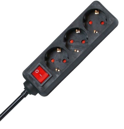 Heinrich Kopp Kopp 129715009 - 1.4 m - 3 AC outlet(s) - Indoor - Type F - Black - Red - 16 A