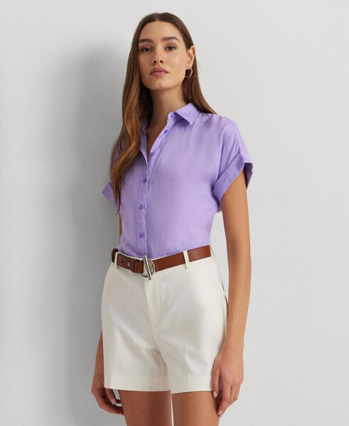 Dolman-Sleeve Linen Shirt