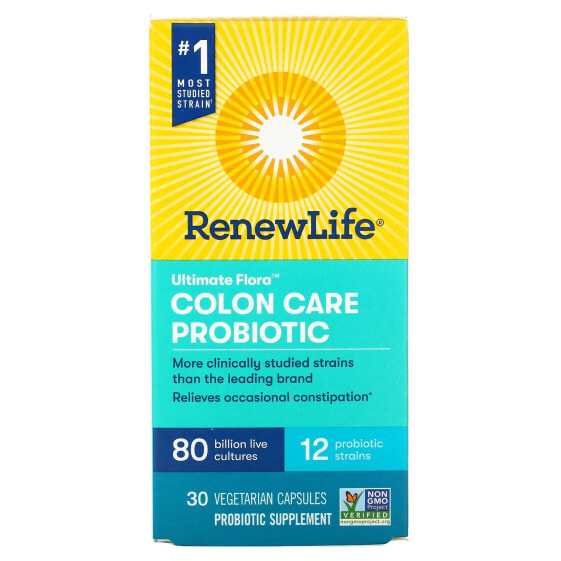 Пробиотики для кишечника Colon Care Probiotic Renew Life, 80 миллиардов КОЕ, 30 вегетарианских капсул