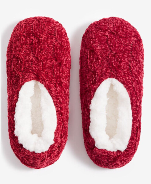 Women's Cable Chenille Ped Slipper Socks, Created for Macy's