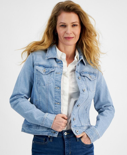 Women's Classic Relaxed Denim Trucker Jacket, Created for Macy's