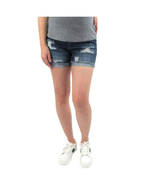 Maternity Destructed Cuffed Shorts with Under Belly