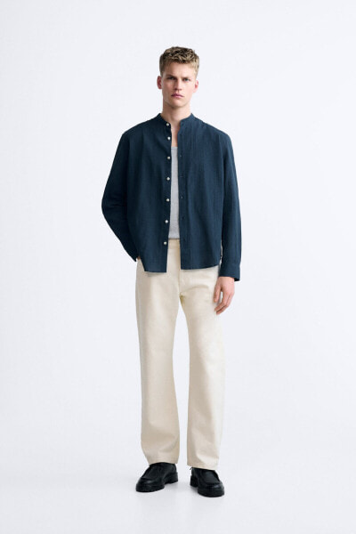 Creased-effect cotton shirt