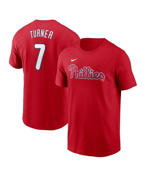 Men's Trea Turner Red Philadelphia Phillies Fuse Name and Number T-shirt