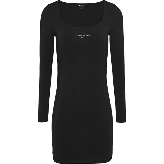 TOMMY JEANS Metallic Linear Bodycon long sleeve short dress