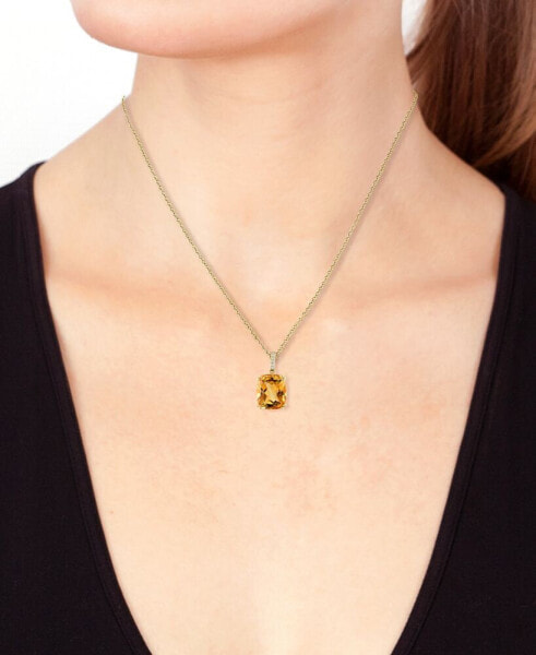 EFFY Collection eFFY® Citrine (5-1/2 ct. t.w.) & Diamond Accent 18" Pendant Necklace in 14k Gold