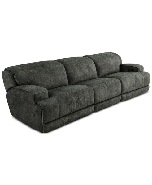Sebaston 3-Pc. Fabric Sofa with 3 Power Motion Recliners, Created for Macy's