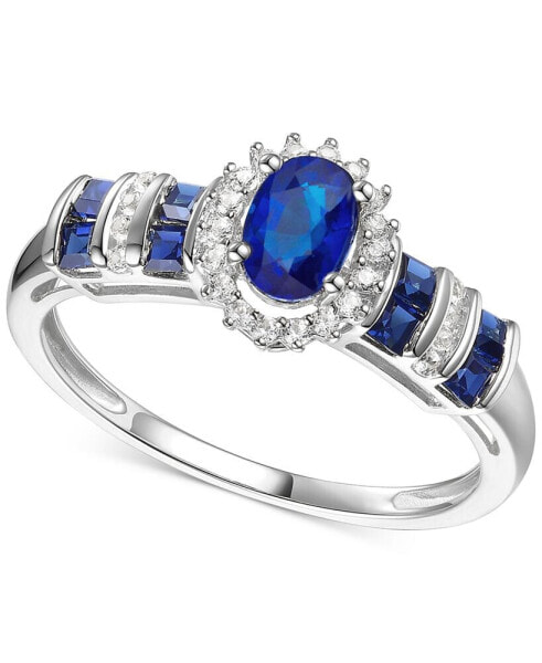 Sapphire (1 ct. t.w.) & Diamond (1/8 ct. t.w.) Ring (Also in Emerald & Ruby) in 14k Gold