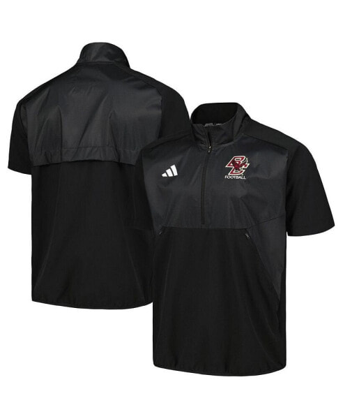 Men's Black Boston College Eagles Sideline AEROREADY Raglan Short Sleeve Quarter-Zip Jacket
