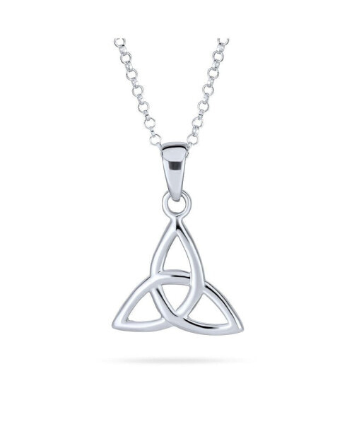 Small Celtic Love Knot Swirling Triquetra Trinity Viking Pendant Necklace For Women Teens .925 Sterling Silver