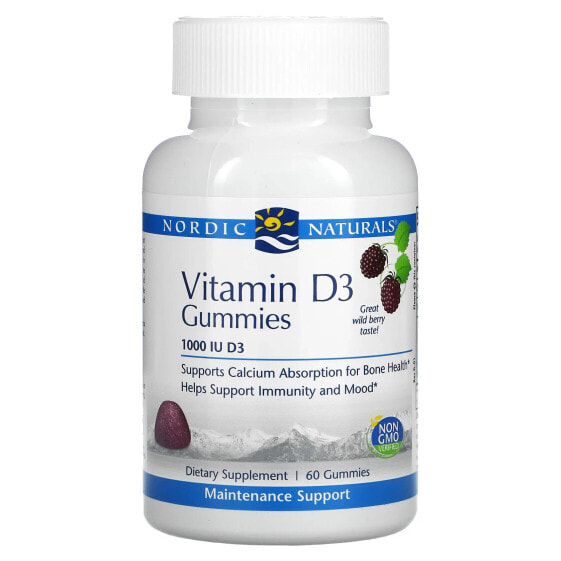 Витамин D3 Nordic Naturals, Жевательные мишуры Лесные ягоды, 1 000 МЕ, 60 шт.