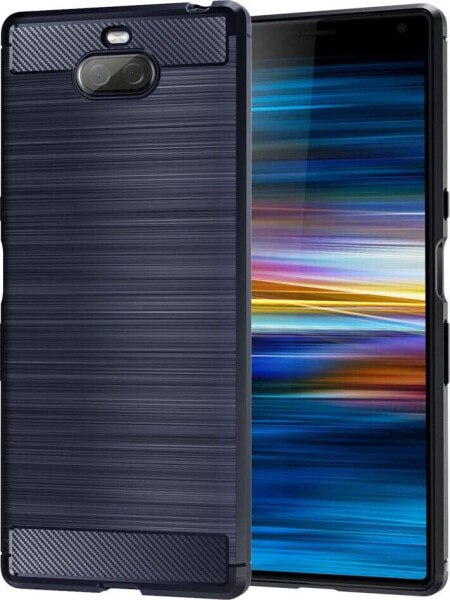 Hurtel Carbon Case elastyczne etui pokrowiec Sony Xperia XA3 niebieski uniwersalny