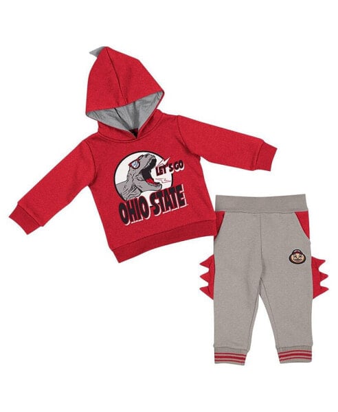 Комплект для малышей Colosseum Динозавры пуловер и штаны, красный/серый, Ohio State Buckeyes