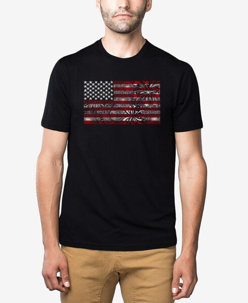 Men's Premium Blend Word Art American Flag Fireworks T-shirt