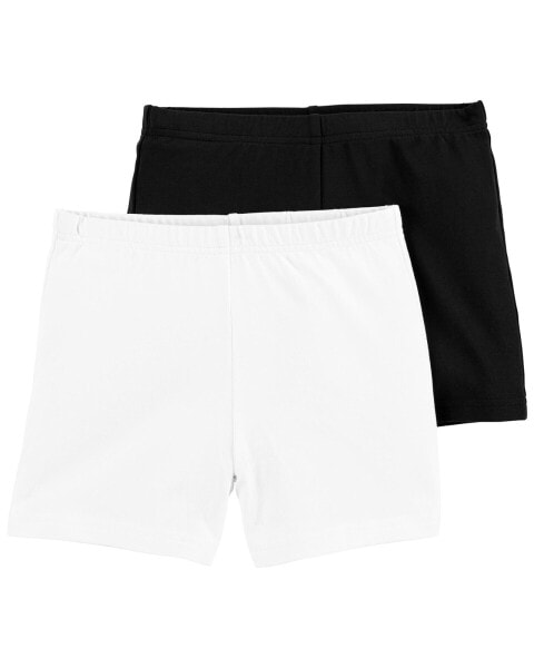 Kid 2-Pack Black/White Bike Shorts 8