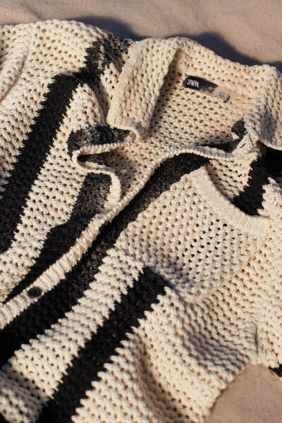 Open-knit striped cardigan