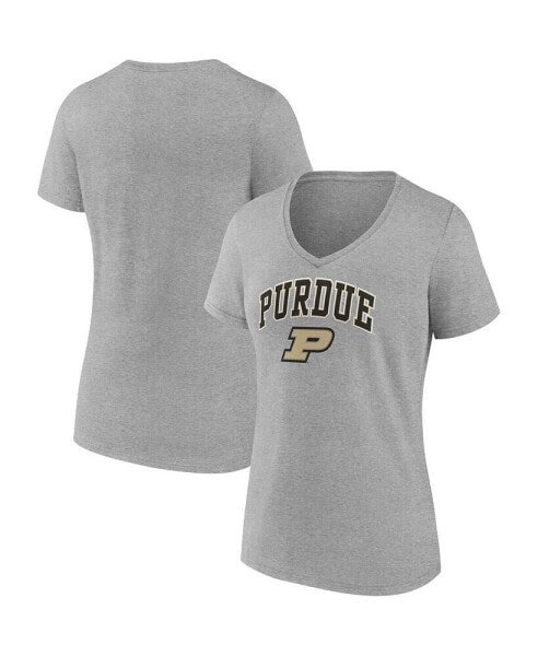Women's Heather Gray Purdue Boilermakers Evergreen Campus V-Neck T-shirt