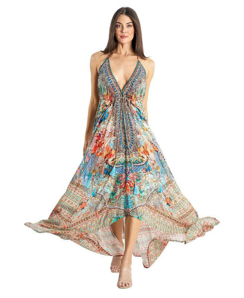 Women's Maxi Tribal Print Halterneck Dress