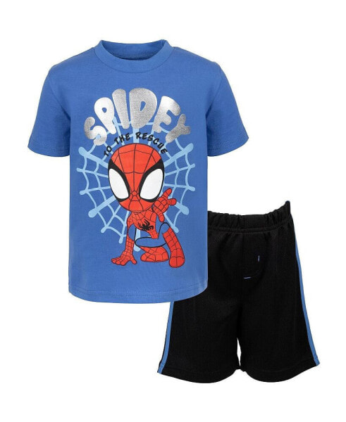 Boys Spidey and His Amazing Friends Spider-Man Graphic T-Shirt and Mesh Shorts Outfit Set Blue/Black