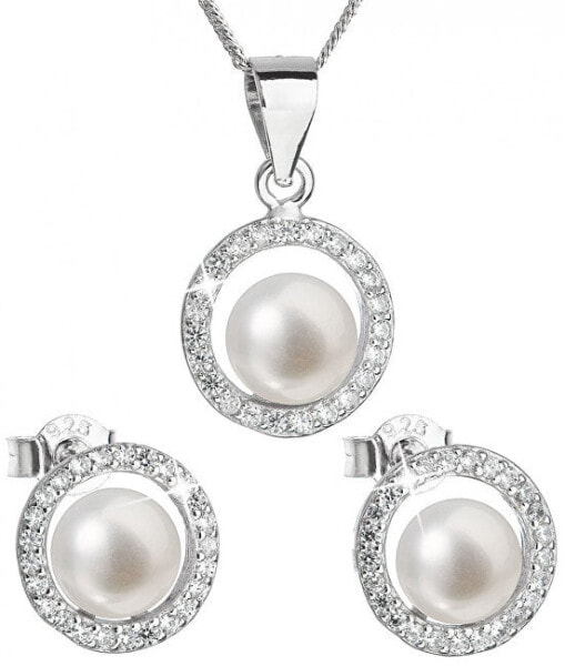 Luxury silver set with genuine pearls Pavon 29023.1