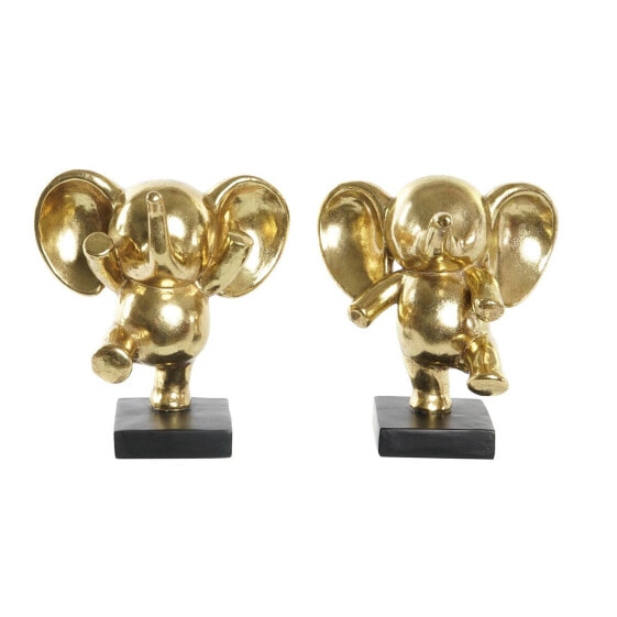 Decorative Figure DKD Home Decor 19 x 14 x 20,5 cm Elephant Black Golden (2 Units)