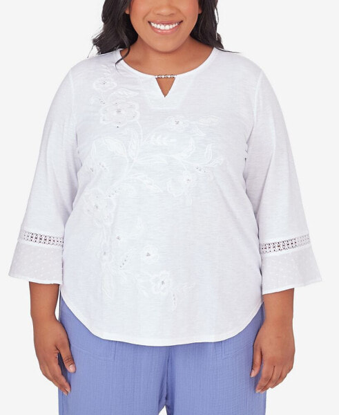 Блузка Alfred Dunner plus Size Blue Bayou White Floral Top