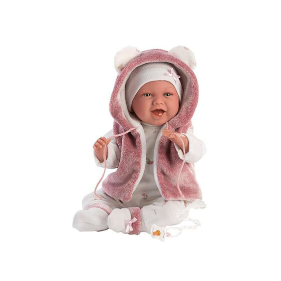 LLORENS Removed Mimi Smiles With Hair Fuchsia Jacket And Pacifier 40 cm Doll