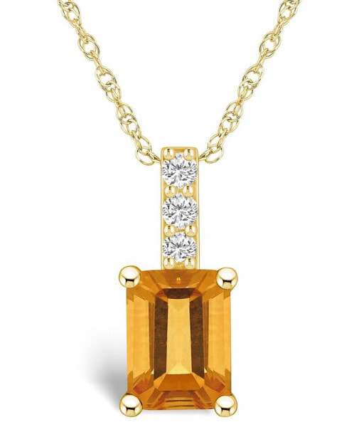 Macy's citrine (1-5/8 Ct. T.W.) and Diamond Accent Pendant Necklace in 14K Yellow Gold