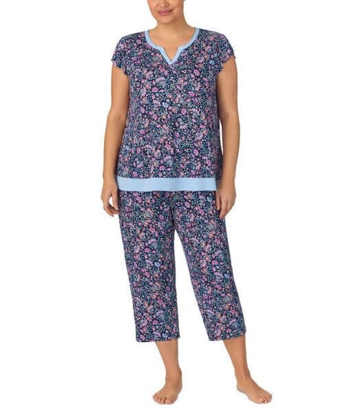 Plus Size 2-Pc. Printed Cropped Pajamas Set