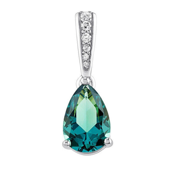 Ella Silver Pendant with Synthetic Paraiba Tourmaline and Brilliance Zirconia MSS195PPAR