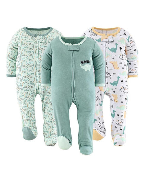 Пижама The Peanutshell Dino Footed Baby Sleepers