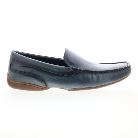 Zanzara Oran ZZ1370S Mens Blue Leather Loafers & Slip Ons Moccasin Shoes