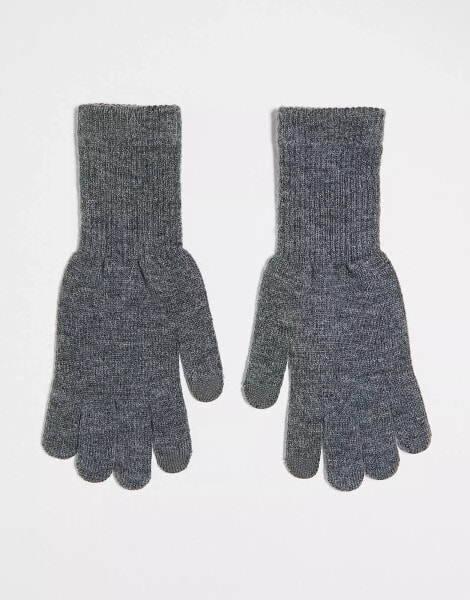 My Accessories London touch screen knitted gloves in grey