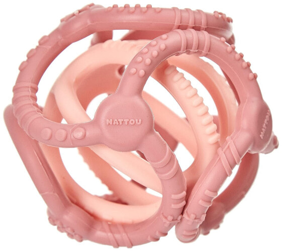 Nattou Silicone Balls, Set of 2, for Grasping and Bitting, BPA-Free, Diameter 10 cm + 7 cm, Silicone, Dusky Pink/Light Pink