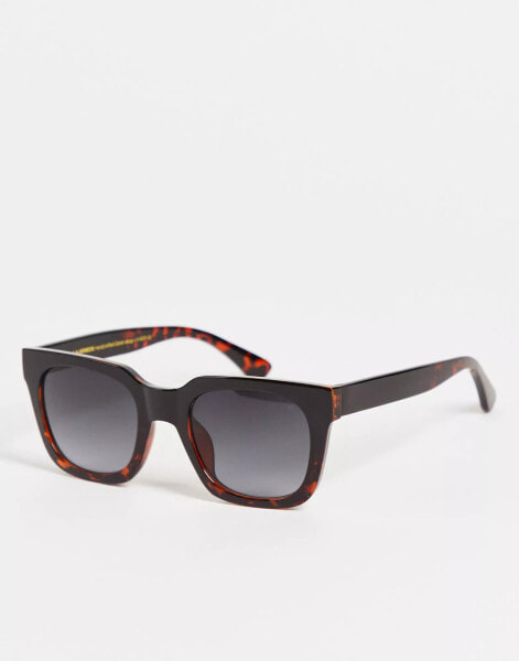 A.Kjaerbede Nancy square sunglasses in black demi tortoiseshell