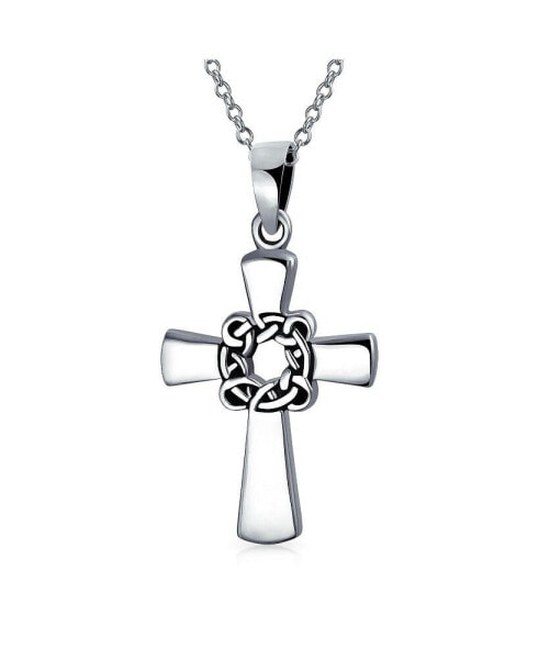 Viking Irish Celtic Knot Eternal Thorns of Christ Cross Pendant Necklace For Women Sterling Silver 16 Inch