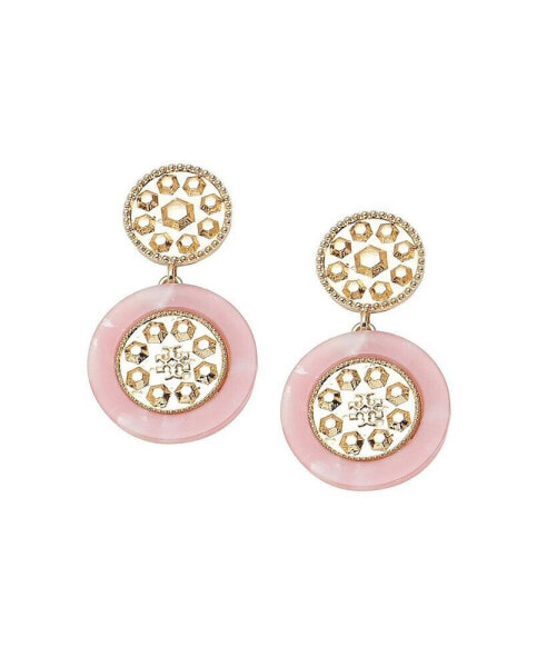 Women's White Circular Drop Earrings