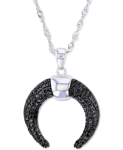 Macy's black Spinel Ox Horn Pendant Necklace (3/4 ct. t.w.) in Sterling Silver, 18" + 2" extender