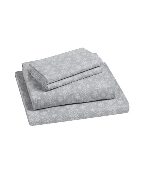 Fair Isle 100% Cotton Flannel 4-Pc. Sheet Set, King