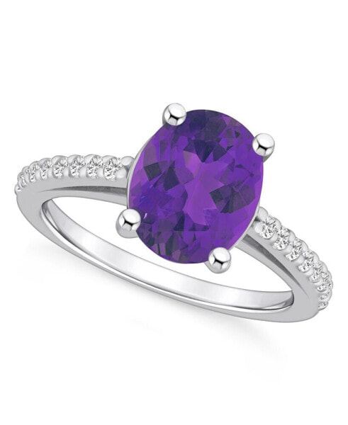 Amethyst (2-1/2 ct. t.w.) and Diamond (1/4 ct. t.w.) Ring in 14K White Gold