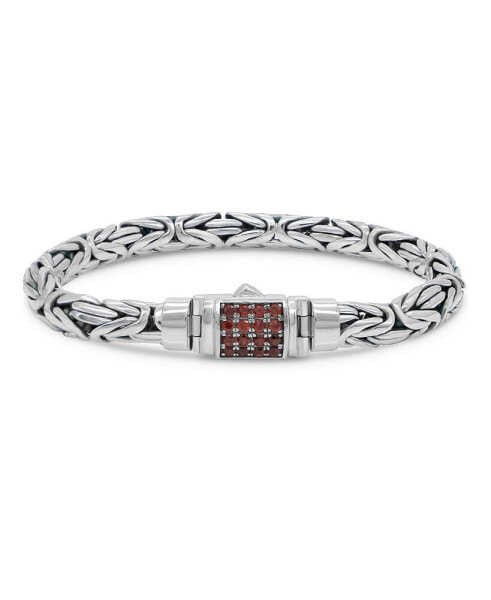 Garnet & Borobudur Oval 7mm Chain Bracelet in Sterling Silver