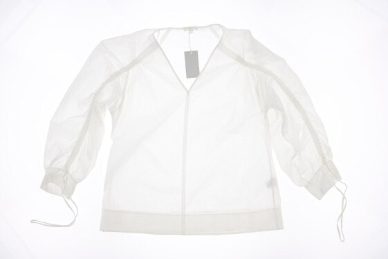 COS women White Cotton Blouse Rushed Sleeve detail size 14