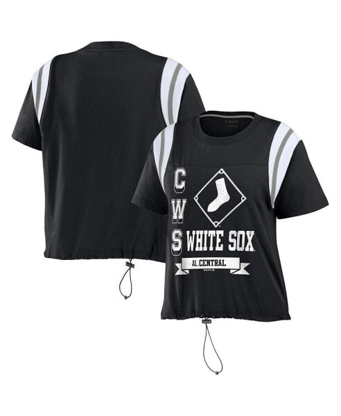 Women's Black Distressed Chicago White Sox Cinched Colorblock T-shirt