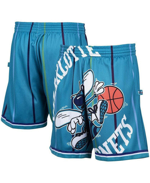 Men's Teal Charlotte Hornets Hardwood Classics Big Face 2.0 Shorts